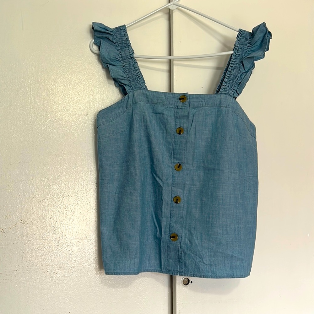 j crew Woman large ruffle strap sleevesless tank nwt size medium